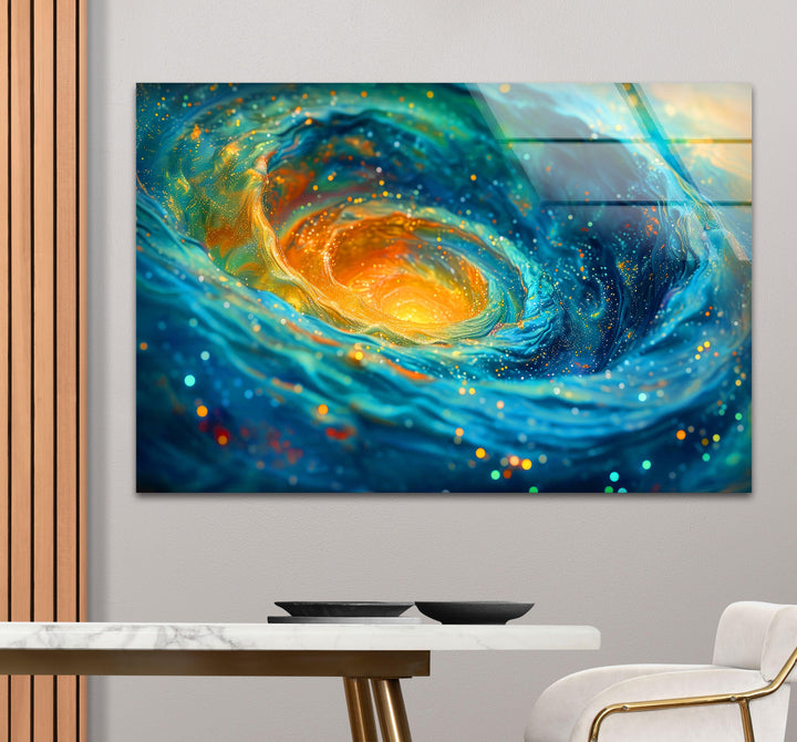 Swirling Galaxy With Stars and Nebulae Glass Wall Art