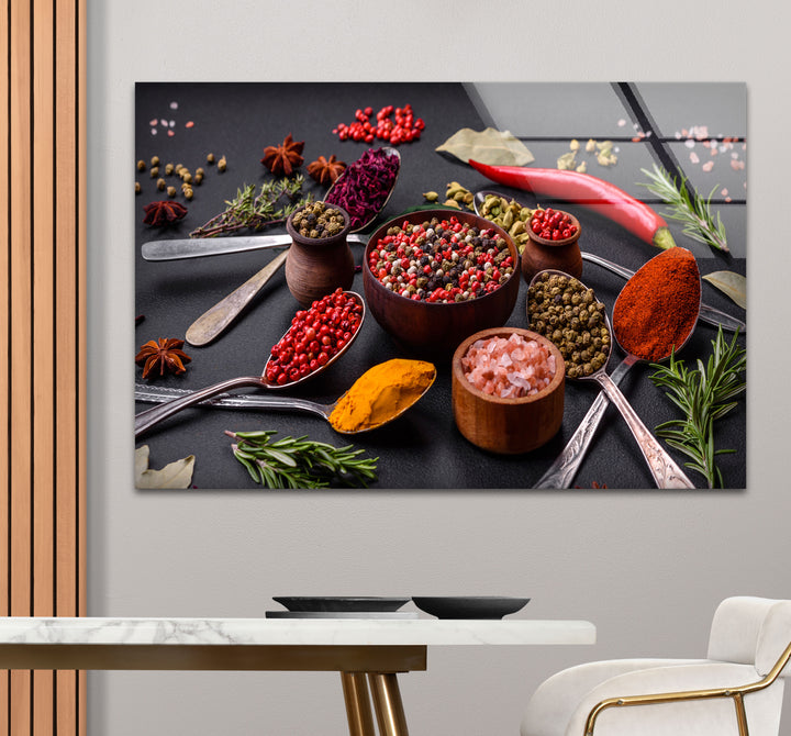 Bunte Gewürzwandkunst – Gourmet-Küchenkräuter- und Gewürzglasdruck