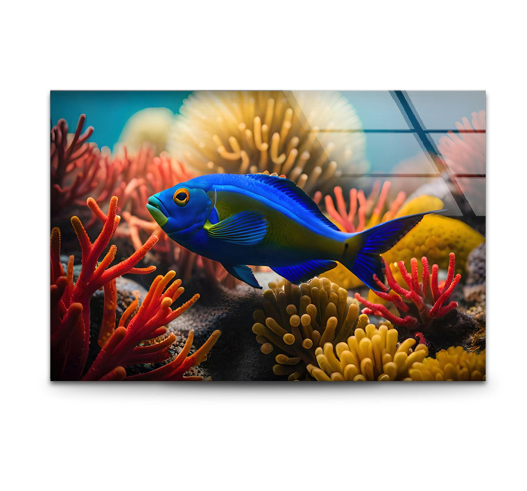 Tropical Fish Glass Wall Art picture on glass wall art, photos printed on glass
