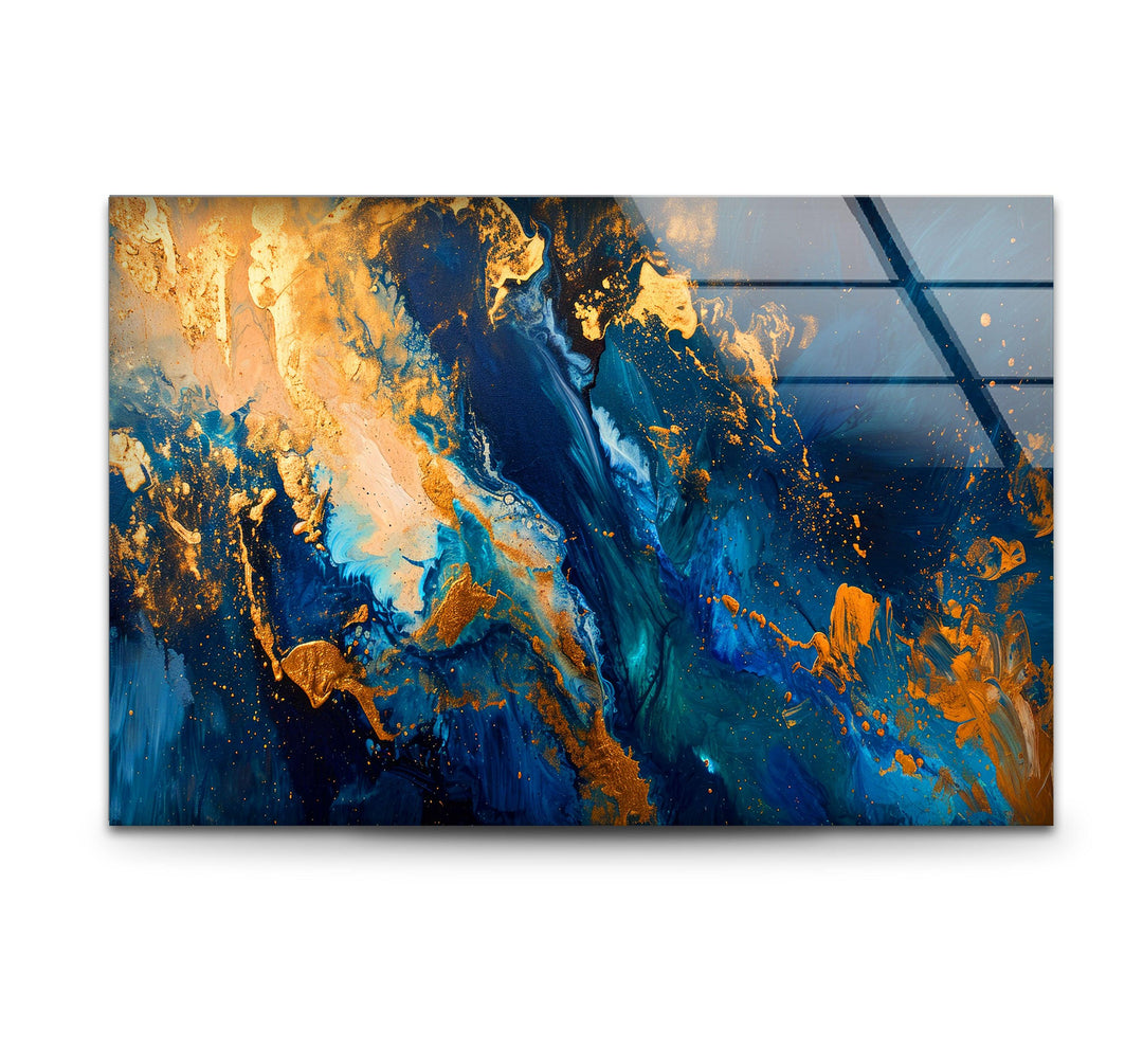 Goldene Granitmosaik-Glaswandkunst