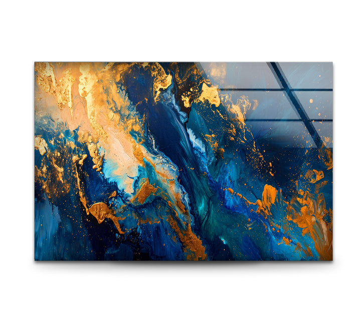 Goldene Granitmosaik-Glaswandkunst
