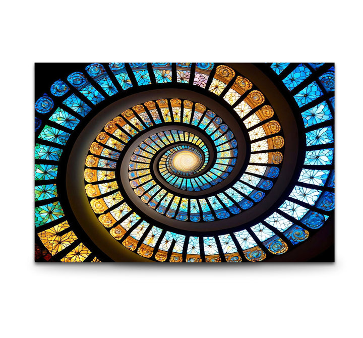 Spiral Stained Glass Window Art – Vibrant Mosaic Spiral for Home Decor