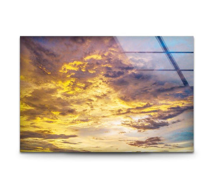 Golden Cloudscape Wall Art – Tranquil Sunset Sky Print for Serene Decor