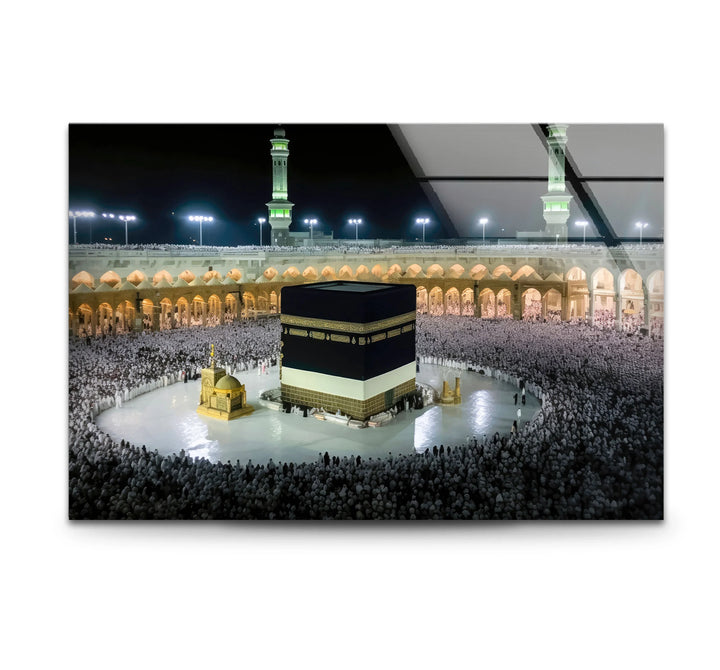 Kaaba Mecca Wall Art – Sacred Islamic Glass Print of Masjid al-Haram at Night - MyPhotoStation