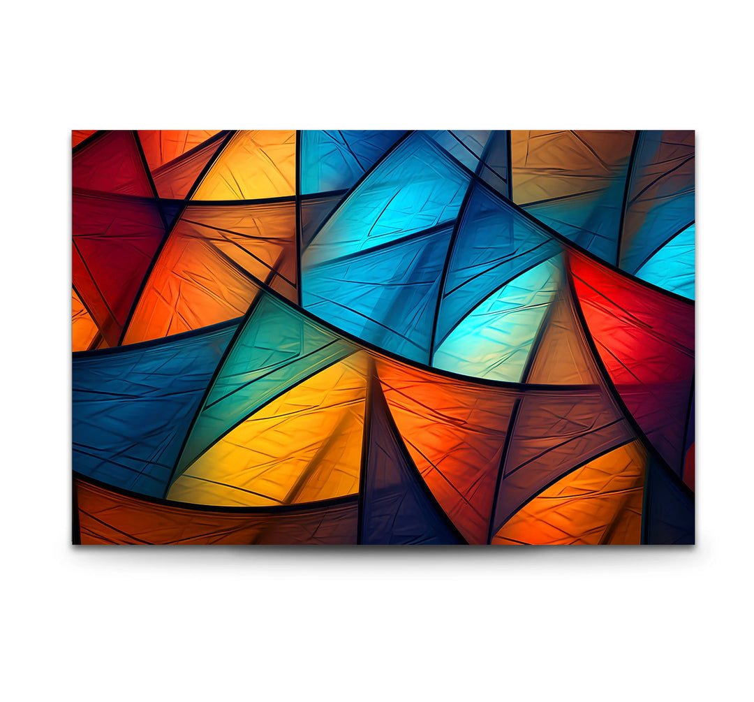 Colorful Abstract Geometric Glass Wall Art – Bold Triangle Pattern Decor - MyPhotoStation