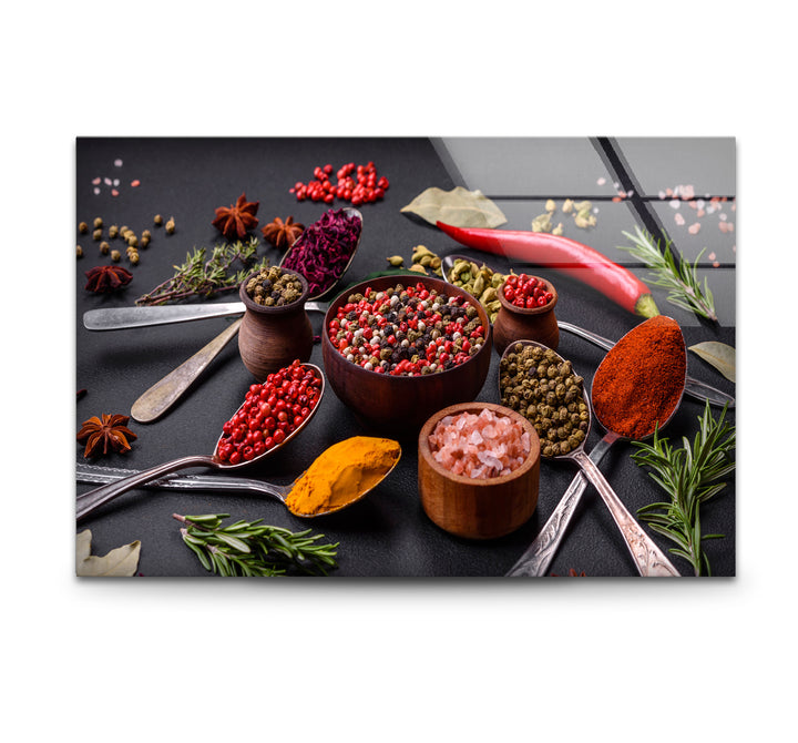 Bunte Gewürzwandkunst – Gourmet-Küchenkräuter- und Gewürzglasdruck