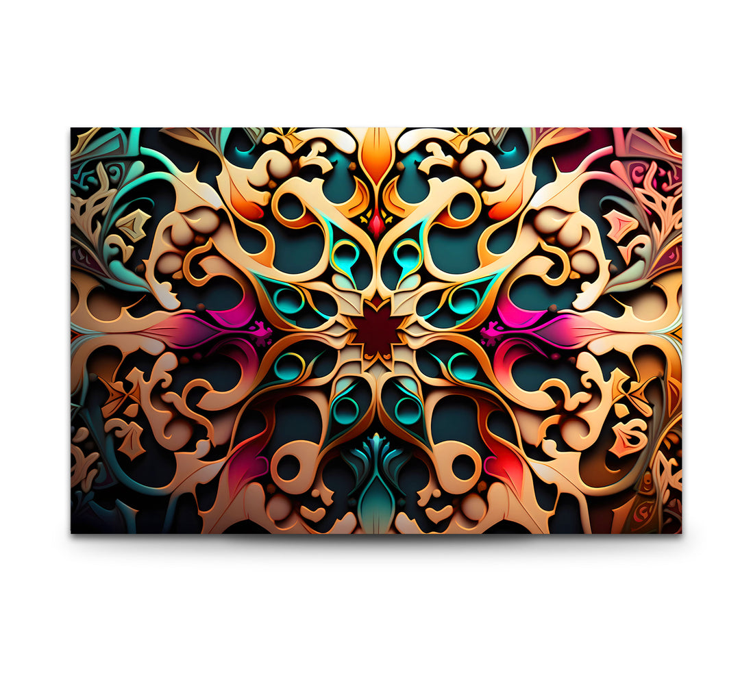 Verzierte Mandala-Wandkunst aus Glas – Lebendiges, wirbelndes Boho-Dekor 