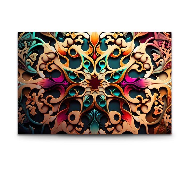 Verzierte Mandala-Wandkunst aus Glas – Lebendiges, wirbelndes Boho-Dekor 