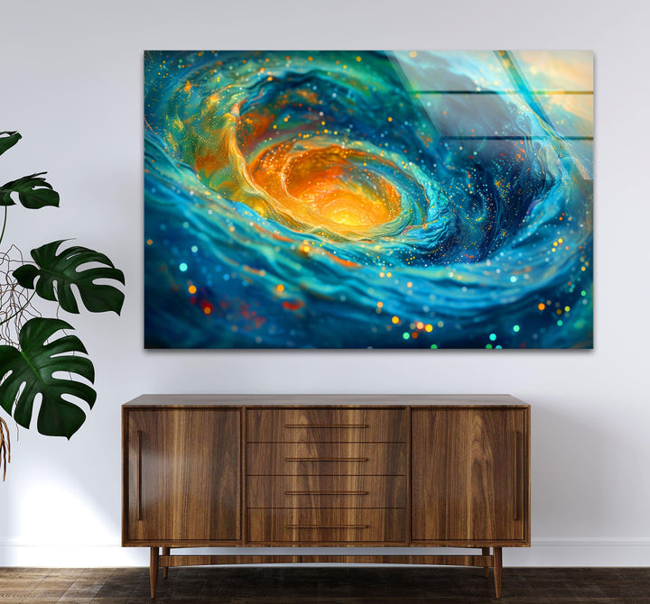 Swirling Galaxy With Stars and Nebulae Glass Wall Art