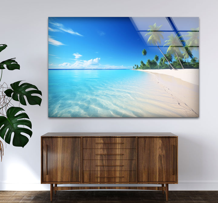 Tropisches Strandparadies Wandkunst – Kristallklares Ozeanglas-Druckdekor