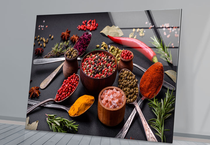 Bunte Gewürzwandkunst – Gourmet-Küchenkräuter- und Gewürzglasdruck
