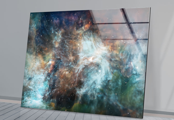 Wandkunst mit kosmischen Nebeln – Ätherischer Glasdruck aus den Tiefen des Weltraums für elegante Innenräume