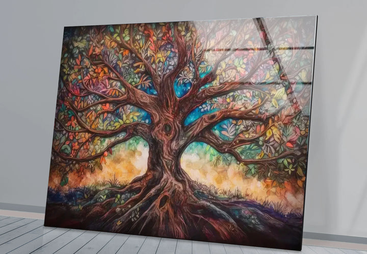 Enchanted Tree of Life Wall Art – Multicolor Fantasy Forest Glass Print - MyPhotoStation