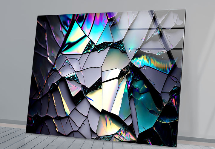 Zerbrochenes Prisma-Glas-Wandbild – Schillernder abstrakter Bruchdruck 