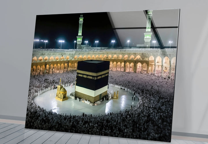 Kaaba Mecca Wall Art – Sacred Islamic Glass Print of Masjid al-Haram at Night - MyPhotoStation