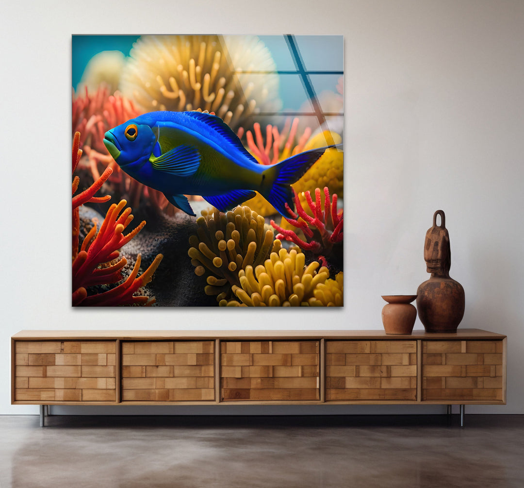 Tropical Fish Glass Wall Art photo print on glass, prints on glass wall art
