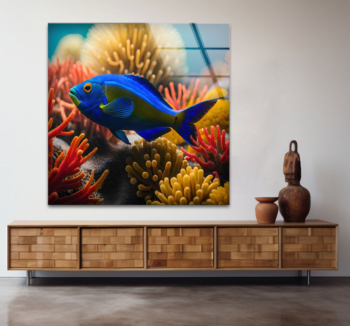 Tropical Fish Glass Wall Art photo print on glass, prints on glass wall art
