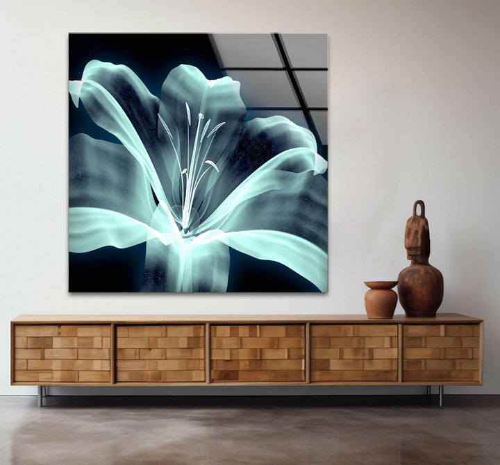 Xray Image Of a Flower Glass Wall Art, glass image printing, glass prints from photos