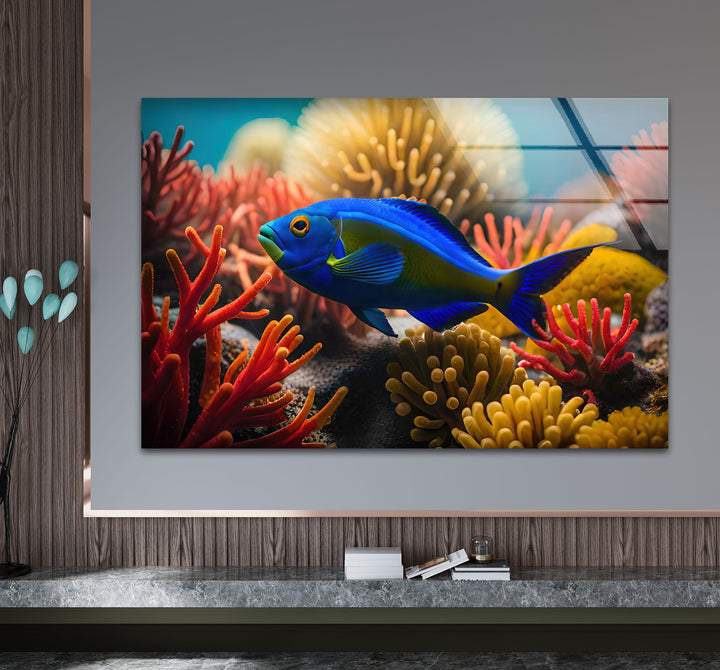 Tropical Fish Glass Wall Art custom glass photo prints, large glass prints
