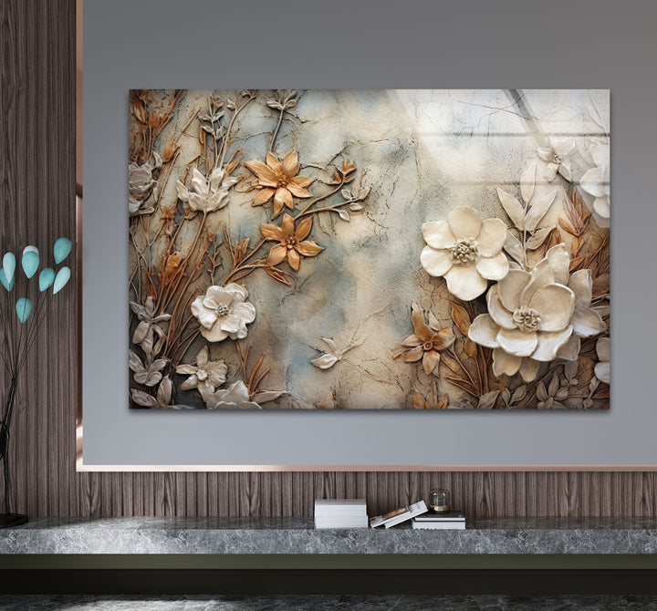 Autumn Flower Art Glass Wall Art glass pictures for Wall, glass prints wall art
