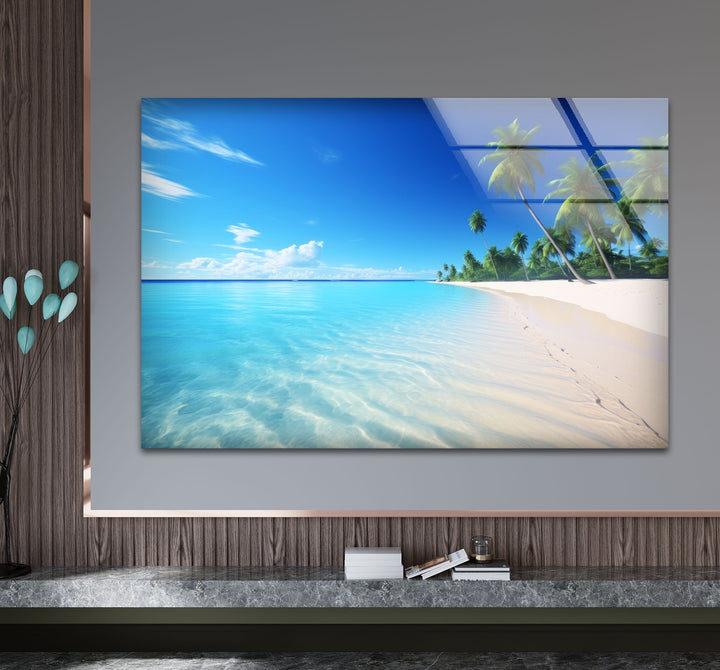 Tropisches Strandparadies Wandkunst – Kristallklares Ozeanglas-Druckdekor