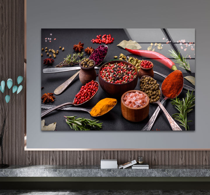 Bunte Gewürzwandkunst – Gourmet-Küchenkräuter- und Gewürzglasdruck