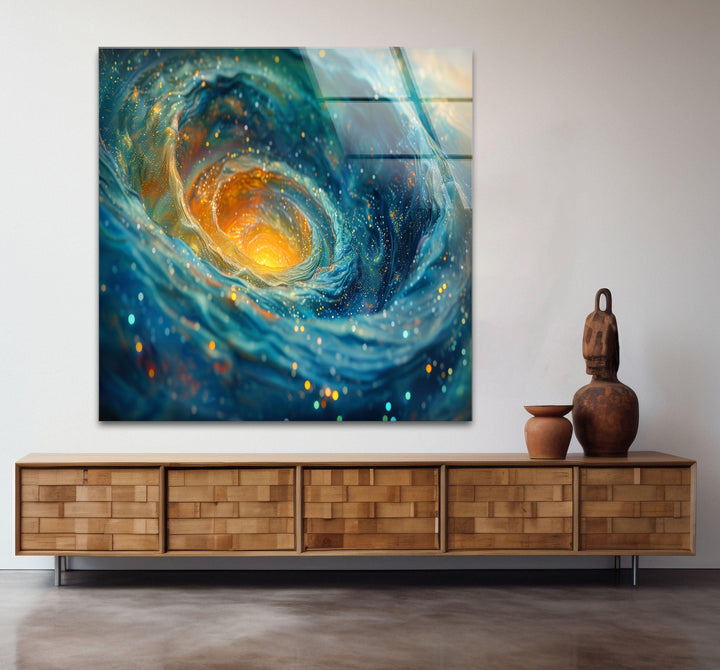 Swirling Galaxy With Stars and Nebulae Glass Wall Art