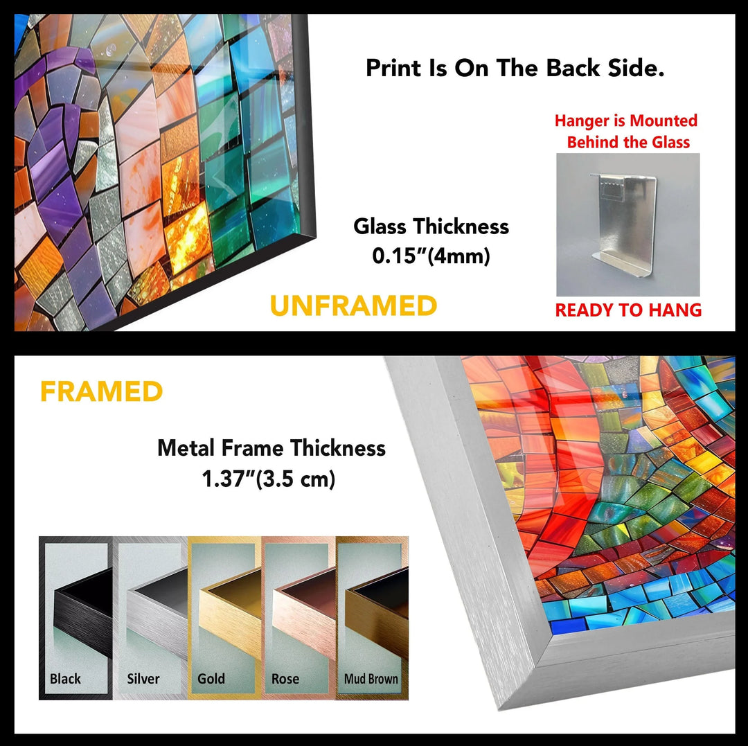 Circle Design Colored Stones Glass Wall Art - MyPhotoStation