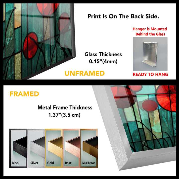 Wandbild aus Glas mit roten Kreisen