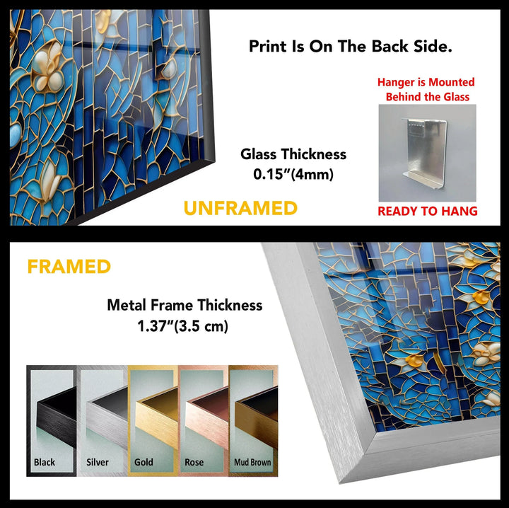 Blue Mosaic & Stained Design Glass Wall Art - MyPhotoStation