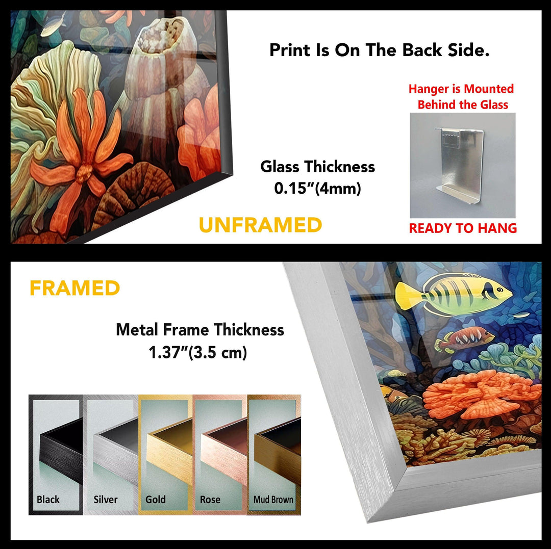 Meeresschildkröte &amp; Fische Unterwasser-Wandkunst aus Glas