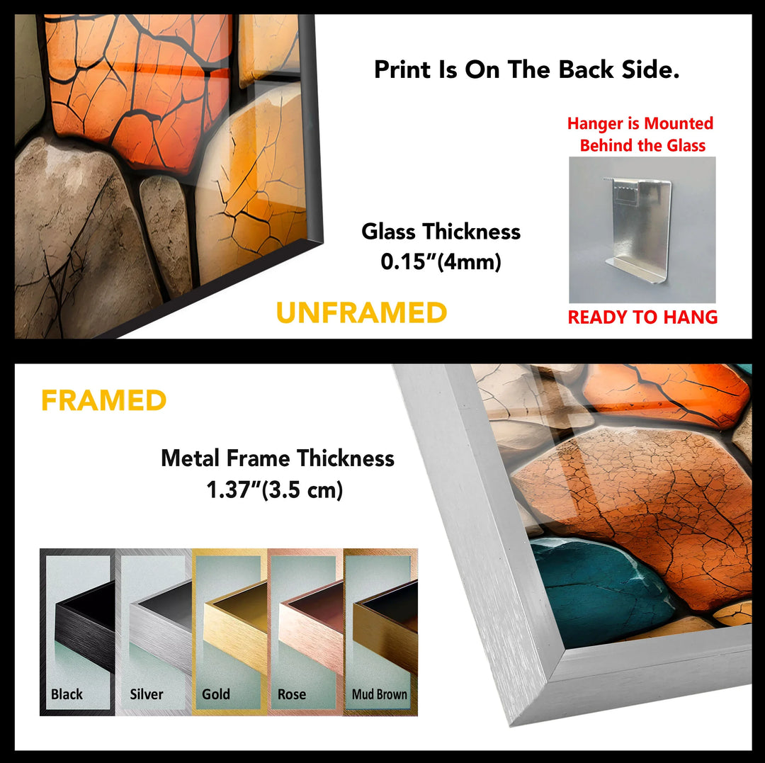 Colorful Stone Mosaic Wall Art – Cracked Texture Abstract Glass Print - MyPhotoStation