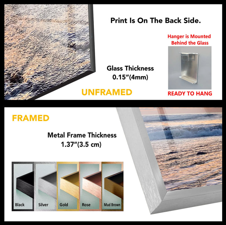 Golden Horizon Ocean Wall Art – Peaceful Sunset Beach Scene Glass Print - MyPhotoStation