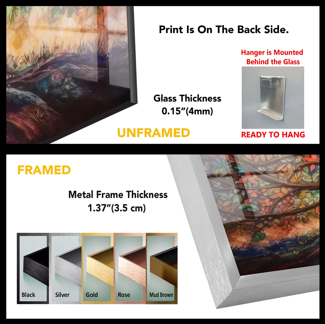 Enchanted Tree of Life Wall Art – Multicolor Fantasy Forest Glass Print - MyPhotoStation