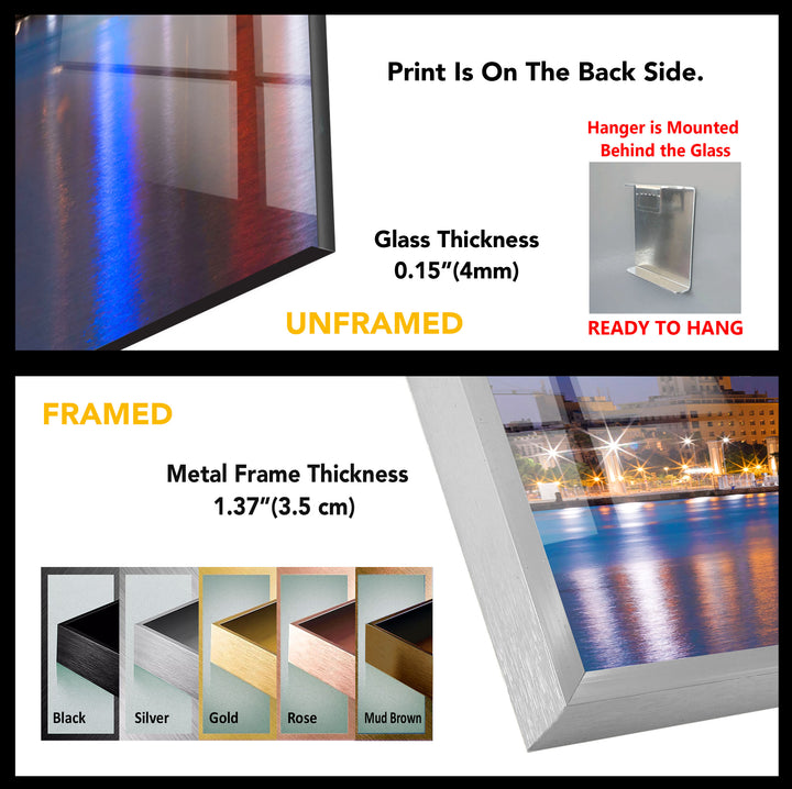 Malaga Waterfront Cityscape Wall Art – Dusk Skyline Glass Print for Urban Decor
