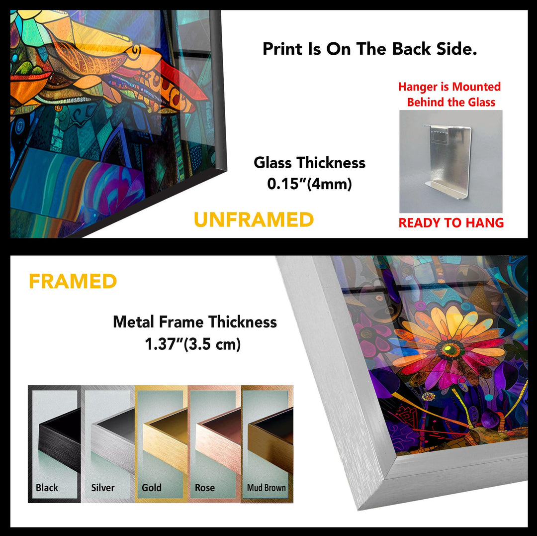 Farbige Kolibri-Wandkunst aus Glas