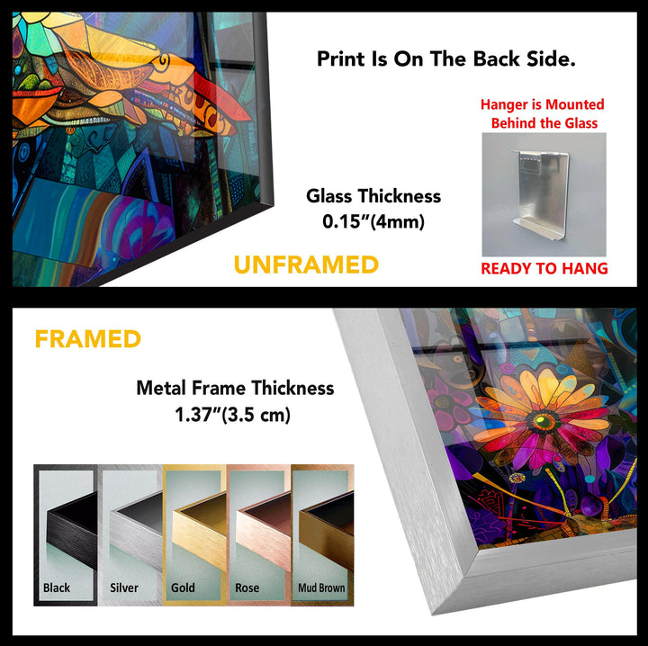 Farbige Kolibri-Wandkunst aus Glas