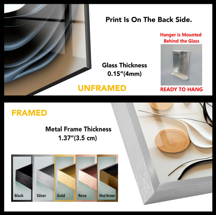 Neutral Abstract Tree Wall Art – Modern Glass Decor with Wood Accents - MyPhotoStation