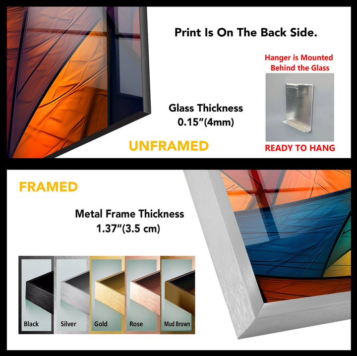 Colorful Abstract Geometric Glass Wall Art – Bold Triangle Pattern Decor - MyPhotoStation