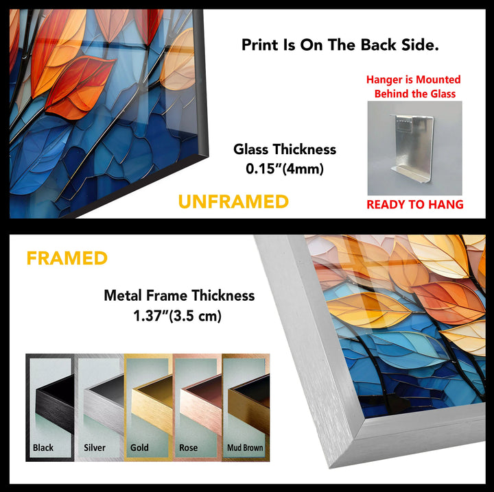 Stained Glass Autumn Leaves Wall Art – Tempered Glass Foliage Print - MyPhotoStation