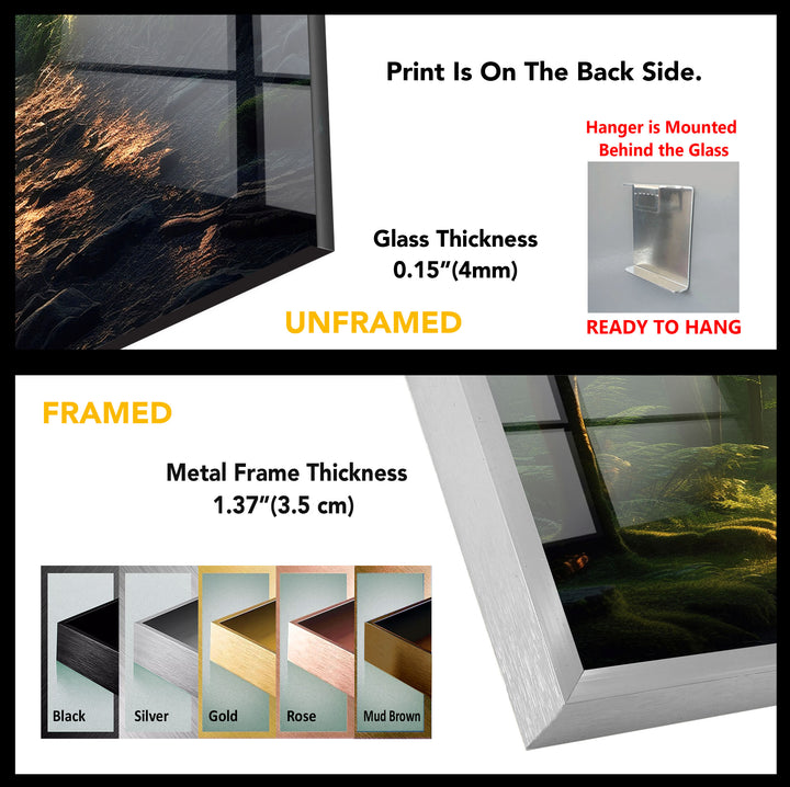Sunlit Forest Stream Wall Art – Peaceful Nature Path Glass Print for Calming Decor