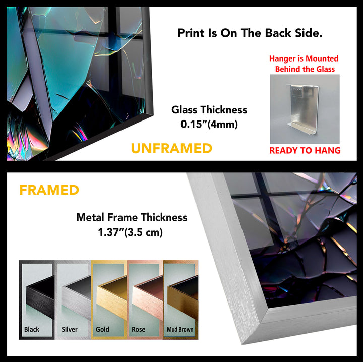 Zerbrochenes Prisma-Glas-Wandbild – Schillernder abstrakter Bruchdruck 