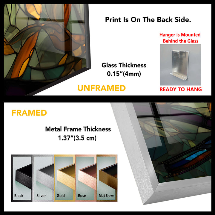 Stained Glass Bird Wall Art – Colorful Songbird on Branch, Nature-Inspired Decor