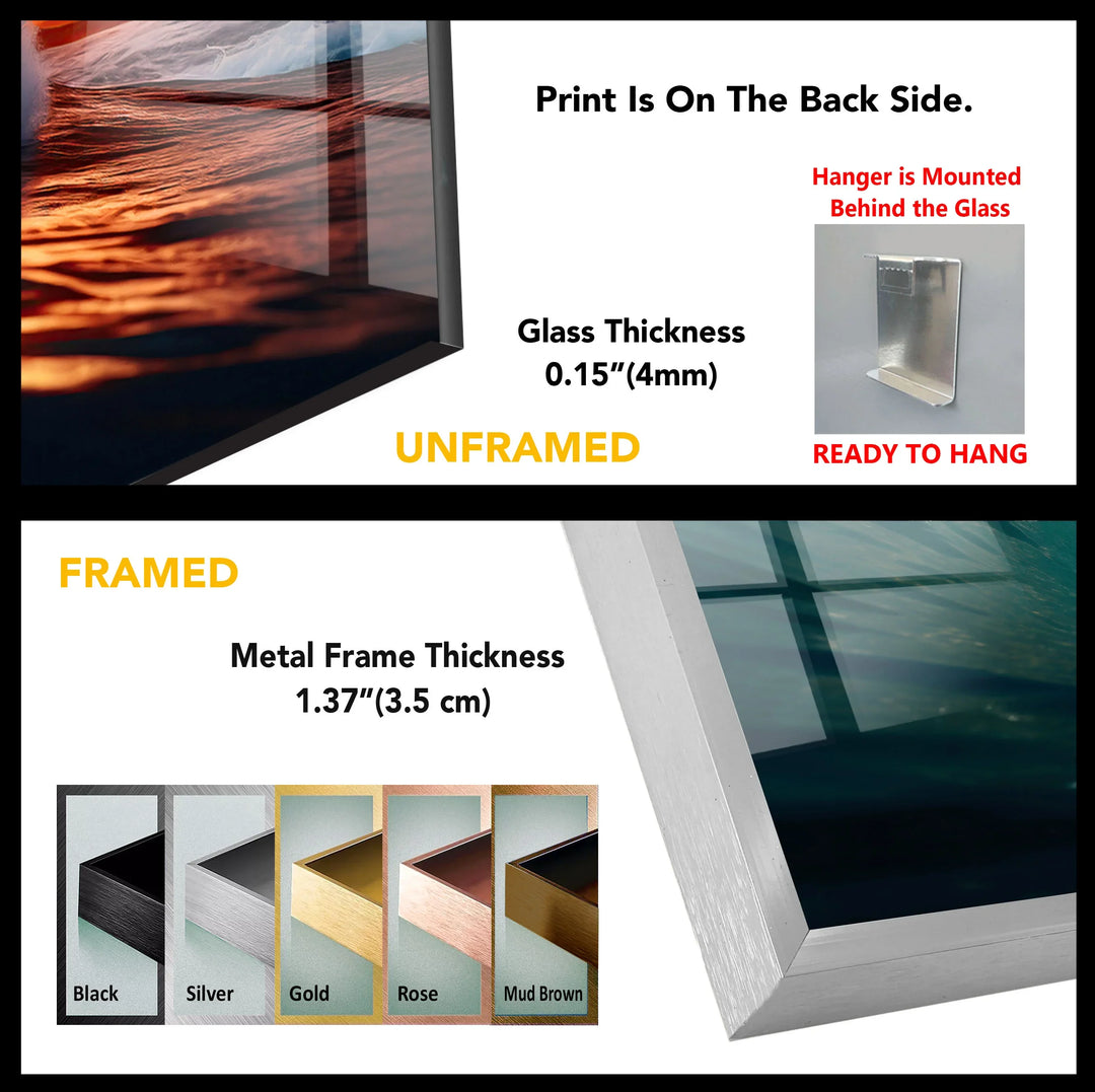Sunset Barrel Wave Wall Art – Ocean Wave Glass Print for Coastal Home Decor - MyPhotoStation