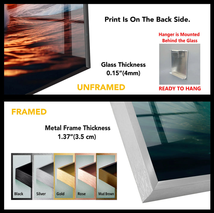 Sunset Barrel Wave Wall Art – Ocean Wave Glass Print for Coastal Home Decor - MyPhotoStation