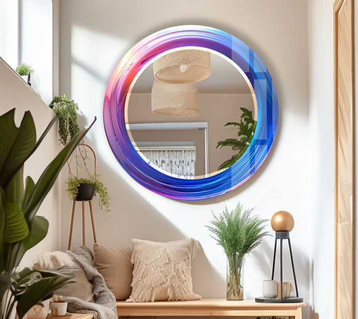 Runder Wandspiegel „Color Fade“ – Lila-Blauer Wirbelrahmen für moderne Räume