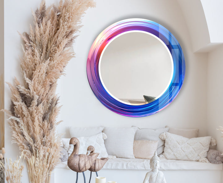 Runder Wandspiegel „Color Fade“ – Lila-Blauer Wirbelrahmen für moderne Räume