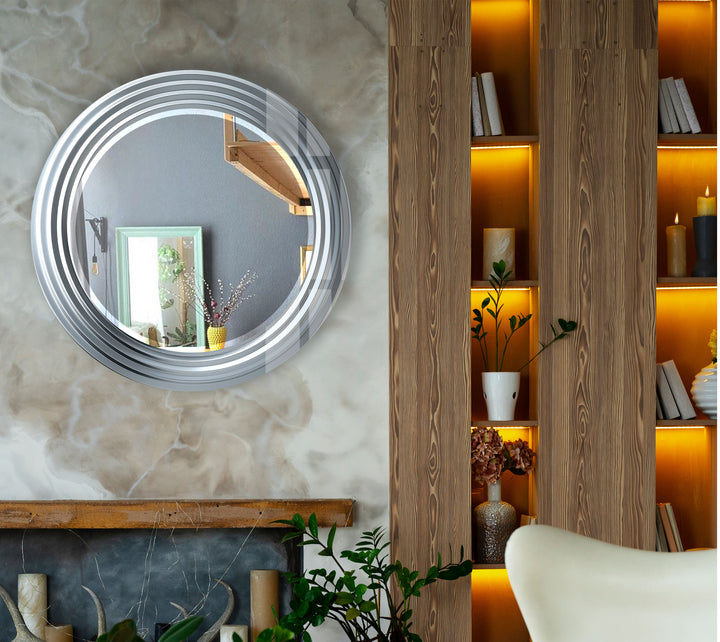 Modern Chrome Spiral Mirror – Sleek Round Wall Accent Design