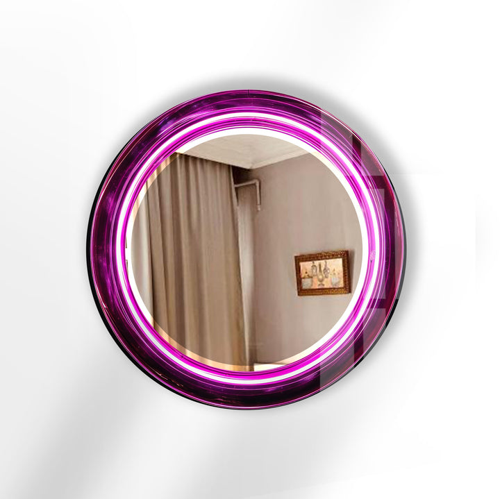 Purple Swirl Round Glass Mirror – Bold Accent for Modern Interiors