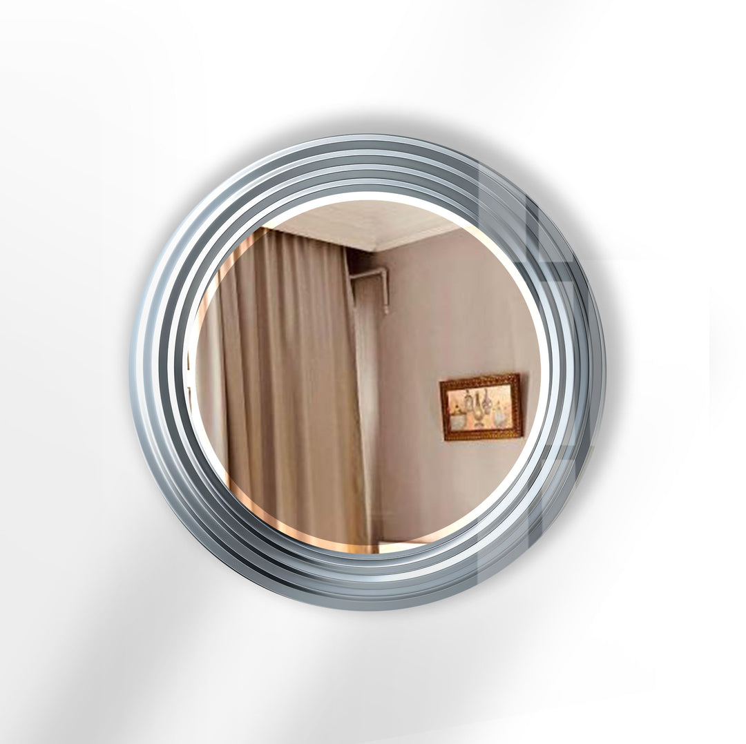 Modern Chrome Spiral Mirror – Sleek Round Wall Accent Design